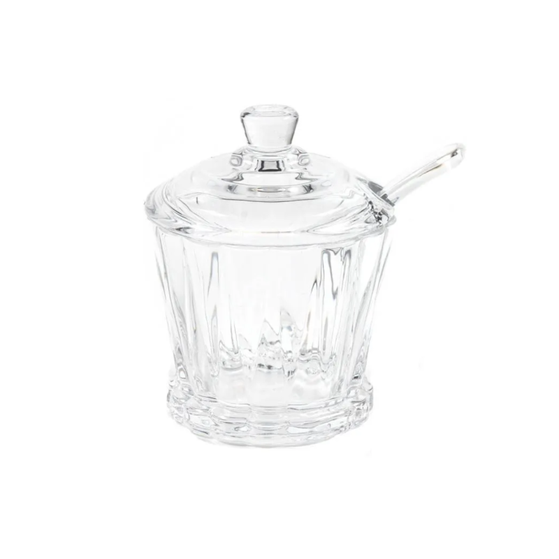 Açucareiro de Vidro Com Tampa E Colher Radial Transparente Lyor 210ml