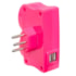 Adaptador 2 Tomadas e 2 USB Rosa Daneva