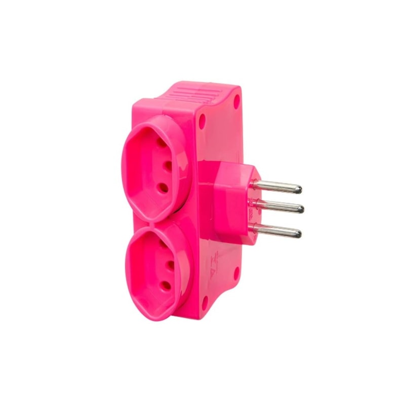 Adaptador 2 Tomadas e 2 USB Rosa Daneva