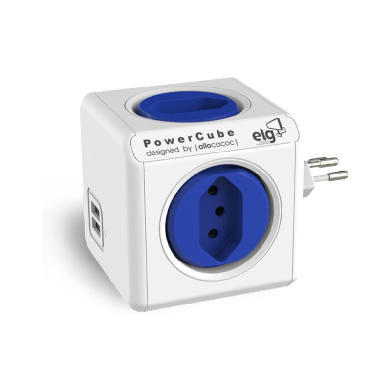 Adaptador Multiplo 4 Tomadas + 2 USB PowerCube Elg