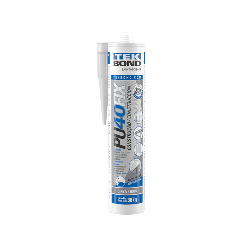 Adesivo PU40 Fix Cinza em Cartucho 387g/280ml Tekbond