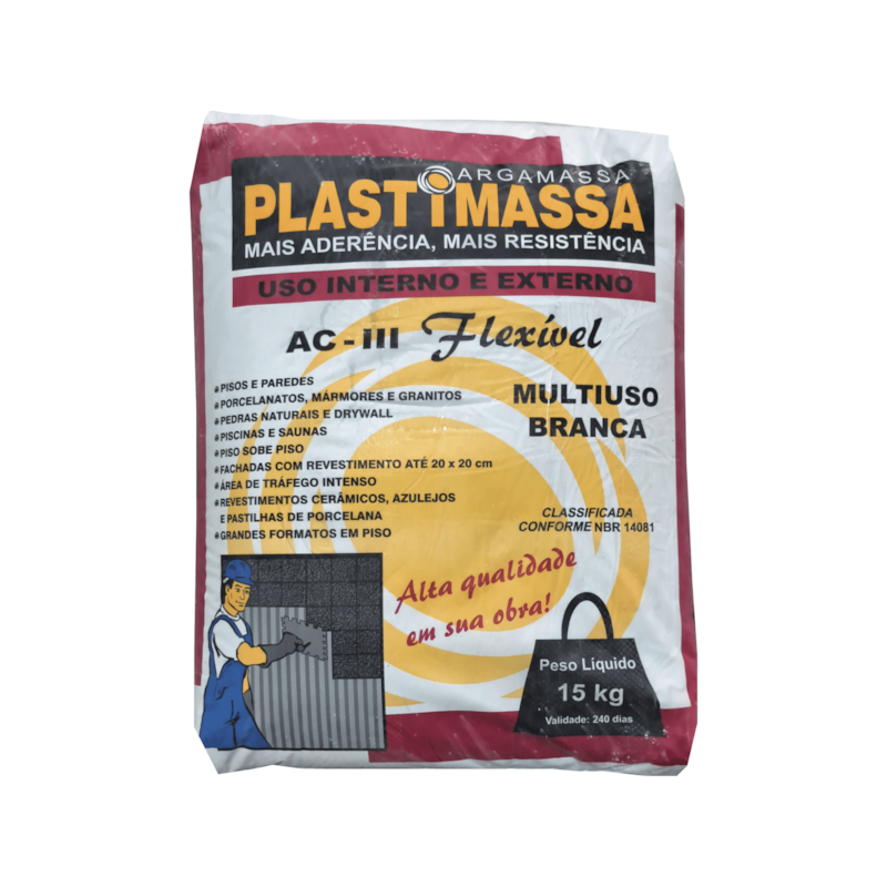 Argamassa AC 3 Multiuso Branca 15kg Plastimassa