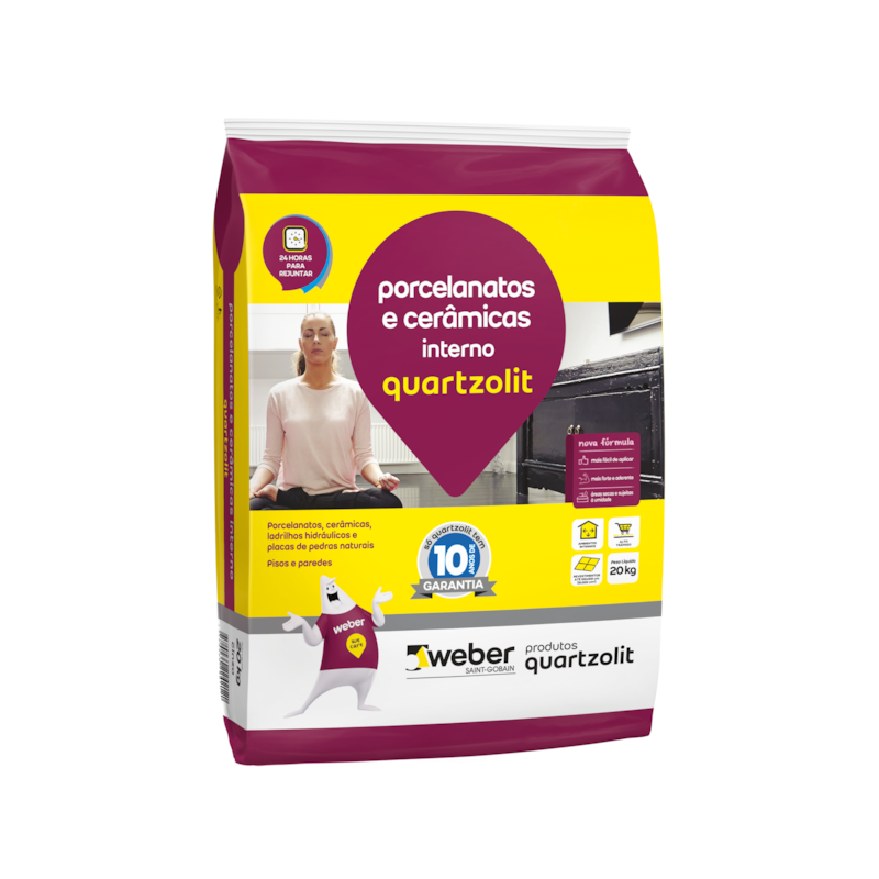 Argamassa para Porcelanatos e Cerâmicas Interno 20Kg Quartzolit