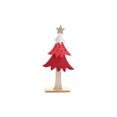 Árvore Decorativa com Estrela de Madeira 33cm Vermelho e Branco Cromus Árvore Decorativa com Estrela de Madeira 33cm Vermelho e Branco Cromus