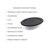 Assadeira De Vidro Oval Com Tampa 1,6L Mor