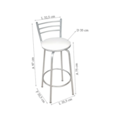 Banco Giratório 75cm Branco Metalnew