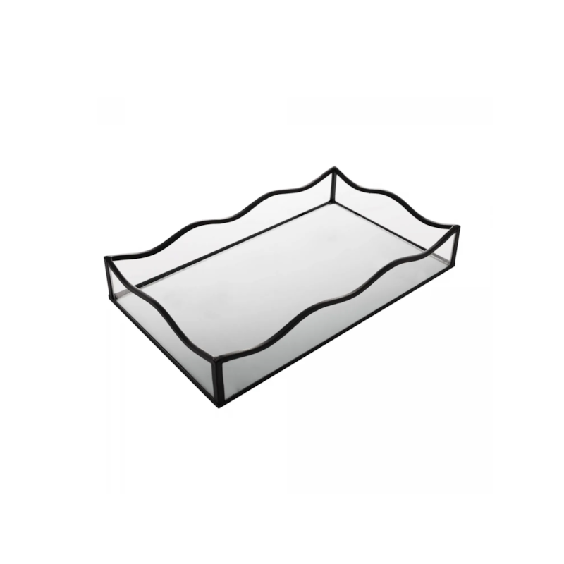 Bandeja Ocean Prateada Metal 20x30x4cm Lyor