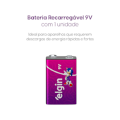 Bateria Recarregavel 9V Elgin