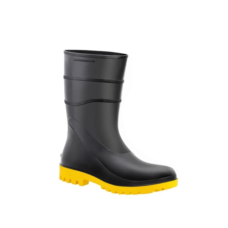 Bota PVC Tamanho 43 Cano Curto Preta/Amarela Bracol