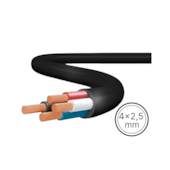 Cabo Flex PP 4x2,5mm Preto 1 Metro  Cabo Flex PP 4x2,5mm Preto 1 Metro