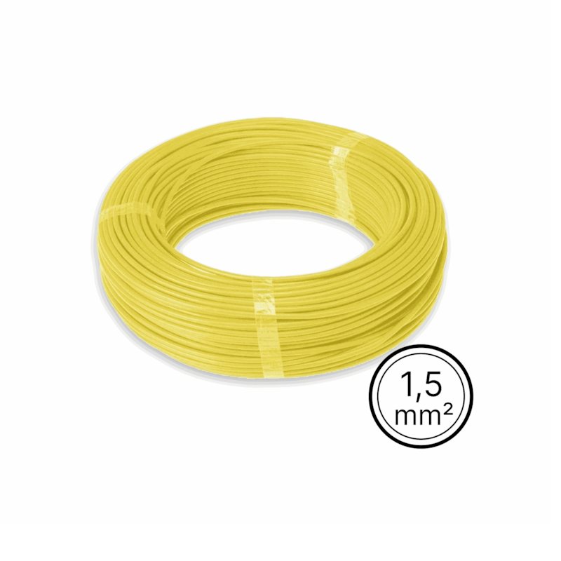 Cabo Flexível 1,5mm Amarelo Rolo com 100 Metros