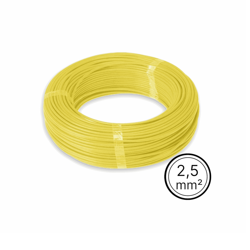 Cabo Flexível 2,5mm² Amarelo Rolo com 100 Metros