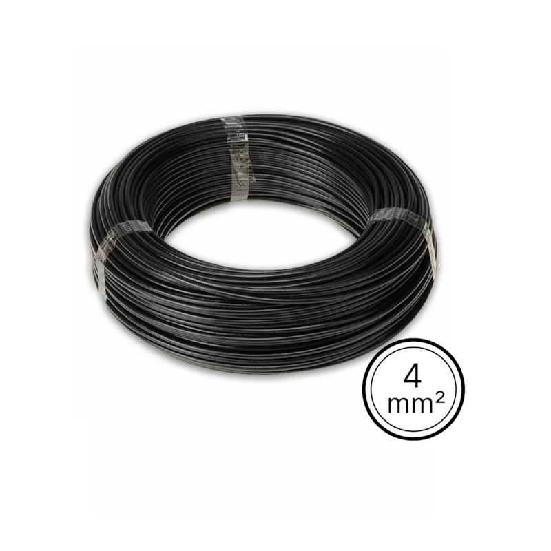 Cabo Flexível 4mm² Preto Rolo com 100 Metros