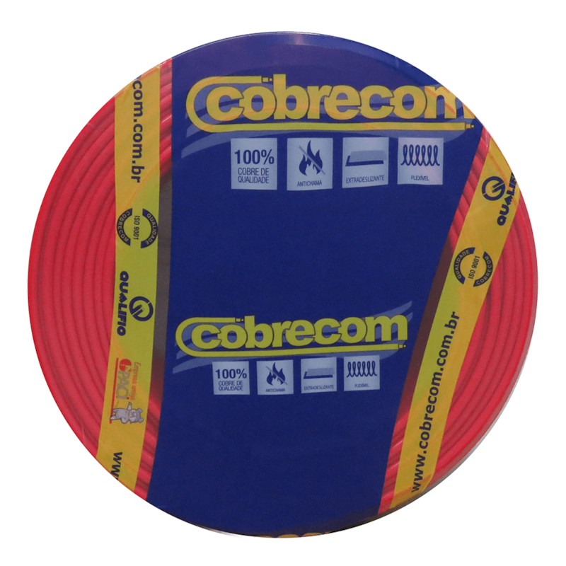 Cabo Flexível Antichamas 1,5 mm² Rolo Com 25 Metros 750V 1 Condutor Vermelho - Cobrecom