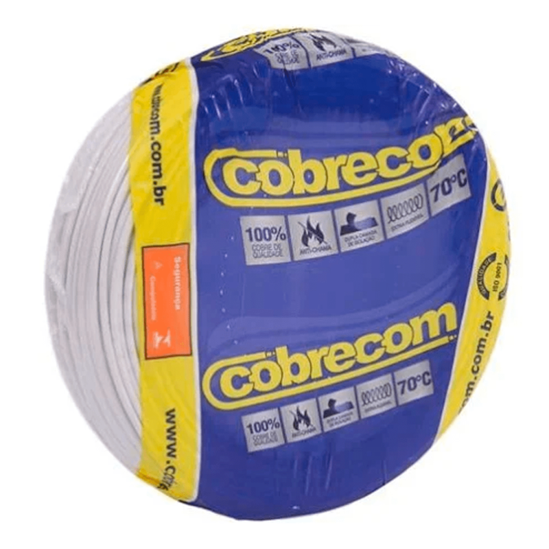 Cabo Flexível Antichamas 4,0 mm² Rolo Com 15 Metros 750V 1 Condutor Branco - Cobrecom