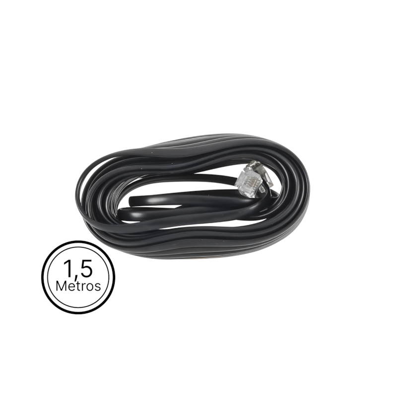 Cabo Liso para Telefone RJ11 6x4 Preto 1,5 Metros A.Santos