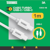 Cabo Turbo USB-C/USB-C 1 Metro 3A Taschibra