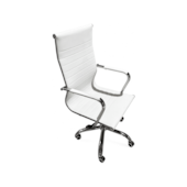 Cadeira de Escritório em Couro Branco CJ2510-007A Casa OK