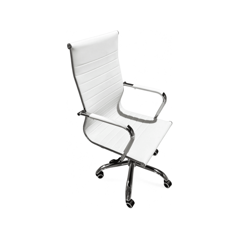 Cadeira de Escritório em Couro Branco CJ2510-007A Casa OK
