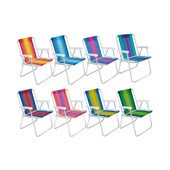 Produto Cadeira de Praia Alta Alumínio Cores Diversas Mor (Indicar o Modelo Desejado no Ato do Pedido na Aba Comentários) 
