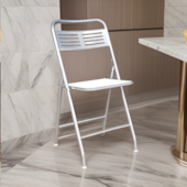 Cadeira Dobrável Millenium Prata e Branco Metalnew