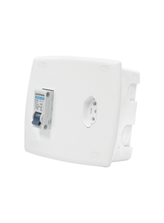 Caixa 4x4 de Embutir com Disjuntor +Tom 20A 1ou2 DIN 620633 Ilumi