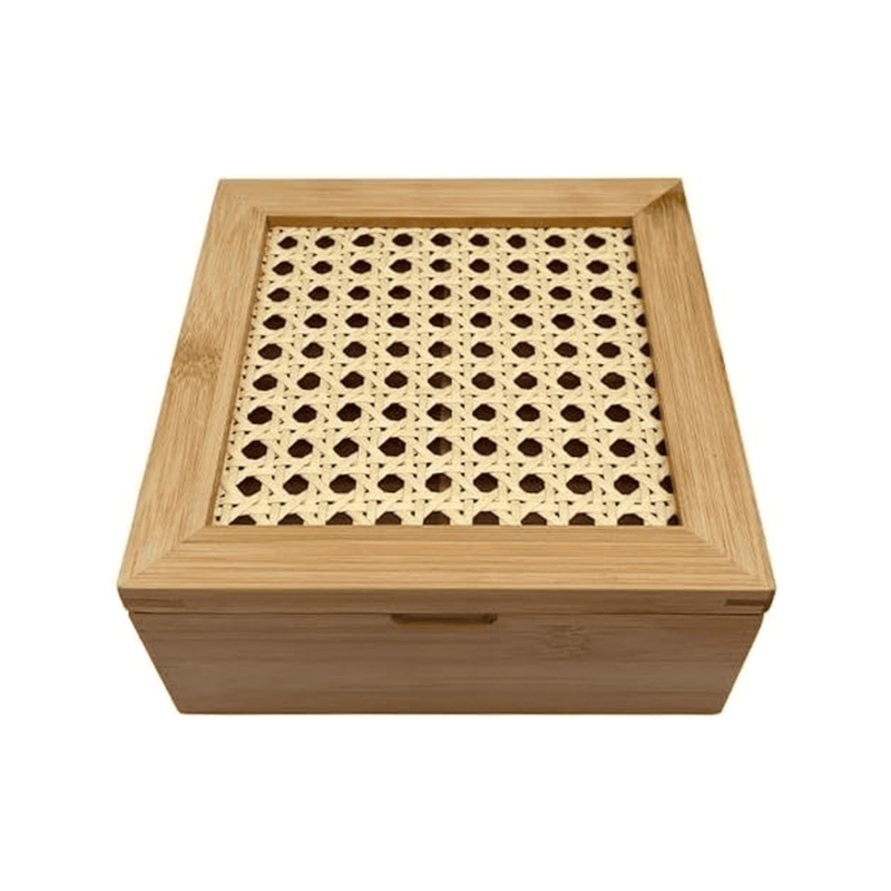 Caixa Decorativa Palha e Bambu 4 Nichos Oikos
