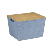 Caixa Organizadora com Tampa de Bambu Azul 18L Oikos