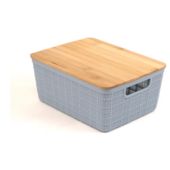 Caixa Organizadora com Tampa de Bambu Azul 4L Oikos Caixa Organizadora com Tampa de Bambu Azul 4L Oikos