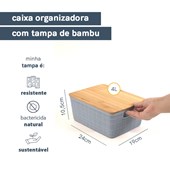 Caixa Organizadora com Tampa de Bambu Azul 4L Oikos
