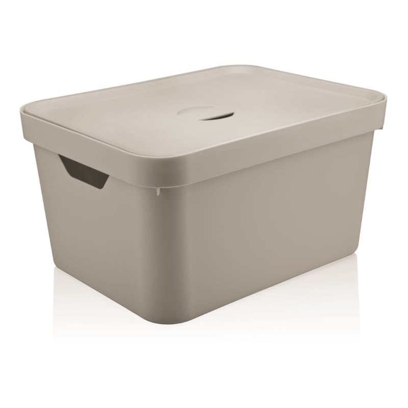 Caixa Organizadora Cube G com Tampa Bege Martiplast