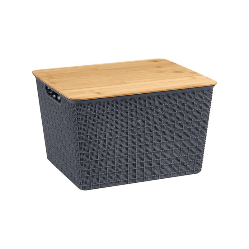 Caixa Organizadora de Bambu Cinza Claro 18L Oikos