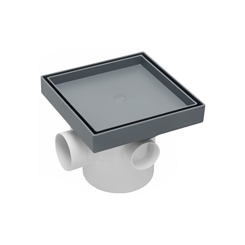 Caixa Sifonada 10x12cm com Ralo Oculto 15x15cm Cinza Astra