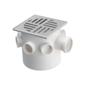 Caixa Sifonada Quadrada Cromada com 7 Entradas 150mmx150mmx50mm Krona Caixa Sifonada Quadrada Cromada com 7 Entradas 150mmx150mmx50mm Krona