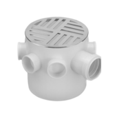 Caixa Sifonada Redonda com Grelha Branca 150x150x50mm Krona  Caixa Sifonada Redonda com Grelha Branca 150x150x50mm Krona