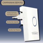 Campainha sem Fio Bivolt com Bateria Fame
