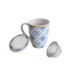 Caneca de Porcelana Super White com Tampa e Filtro Lisboa Azul/Branca 340ml Lyor