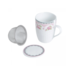 Caneca de Porcelana Super White com Tampa e Filtro Rose Rosa/Branca 340ml Lyor