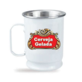 Caneca Térmica Clássica Alumínio 500ML Branco Cerveja Caneca Térmica Clássica Alumínio 500ML Branco Cerveja