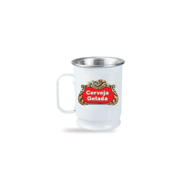 Caneca Térmica Clássica Alumínio 500ML Branco Cerveja