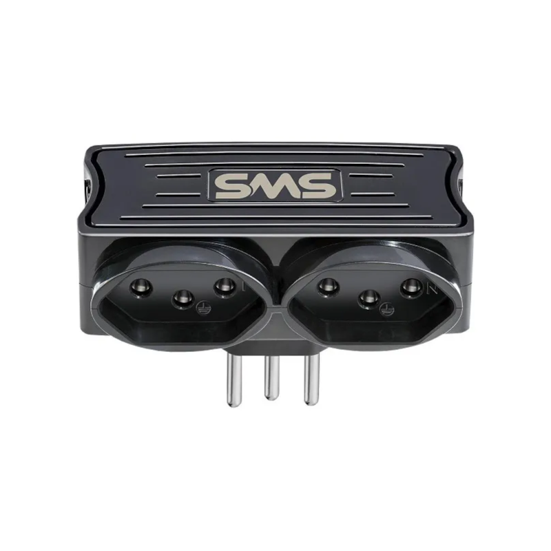 Carregador 2 USB 2 Tomadas Preto SMS