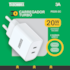 Carregador Turbo Fast Charge 2x USB-C 20W Taschibra