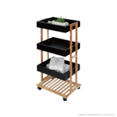 Carrinho Multiuso com 4 Camadas Preta Casa Ok