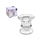Castiçal de Vidro Sextavado 5x5,5cm Zein