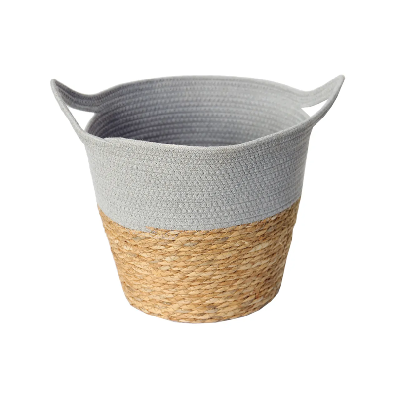 Cesto de Fibra Natural e Algodão com Alça 33x28cm Paramount
