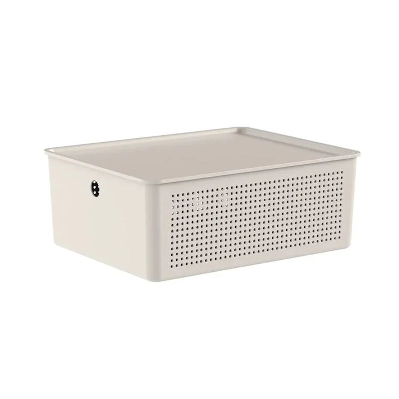 Cesto Flow com Tampa 12L Bege Ou