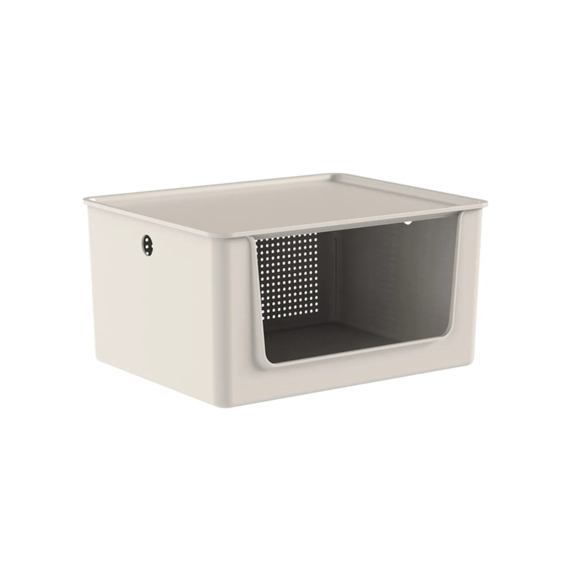 Cesto Flow com Tampa Bege Fechado Ou