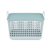 Cesto Organizador 15L Telado com Tampa e Alça Plástico Azul Ciano Oikos