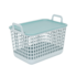 Cesto Organizador 15L Telado com Tampa e Alça Plástico Azul Ciano Oikos