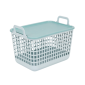 Cesto Organizador 15L Telado com Tampa e Alça Plástico Verde Oikos